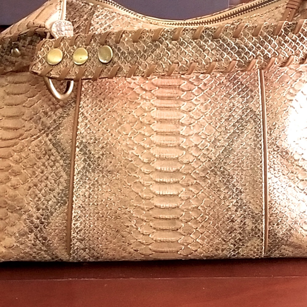 NEW Via Spiga Snake Embossed Textured Leather Hobo